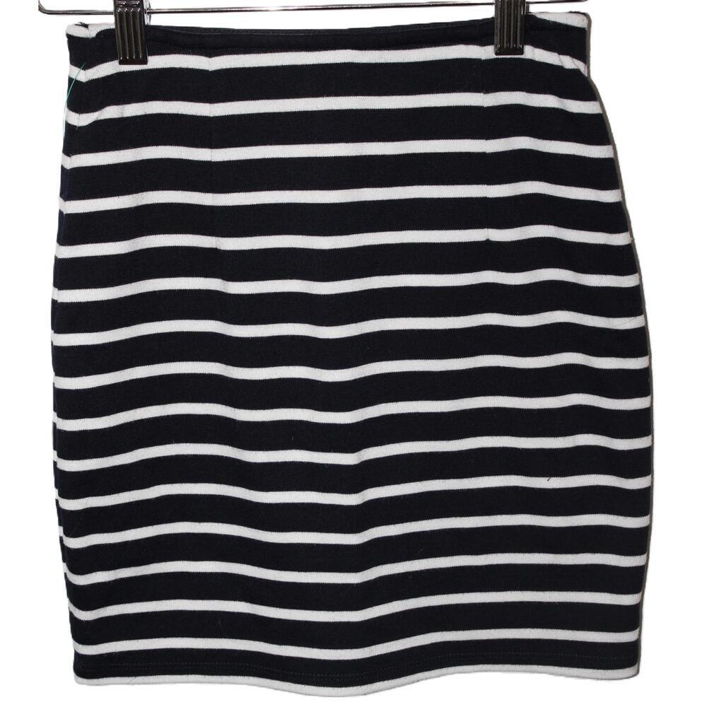 Abercrombie & Fitch Navy Blue White Striped Cotton Pencil Mini Skirt Size XS